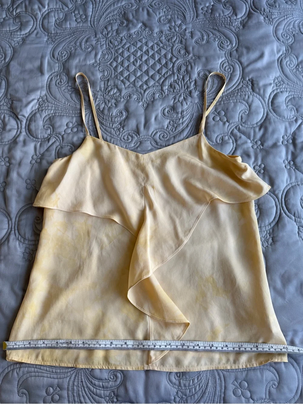 Theory Pale Ombre Yellow Silk Cami with Ruffle Detail - Picture 8 of 8